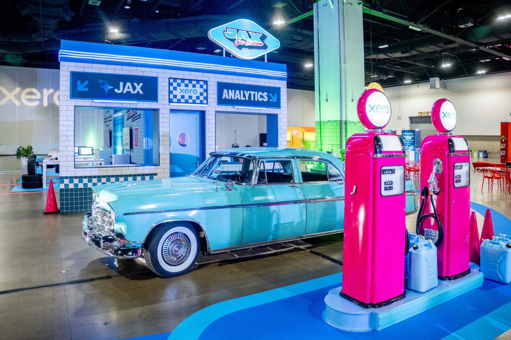 Vintage car and gas station activation at Xerocon Denver